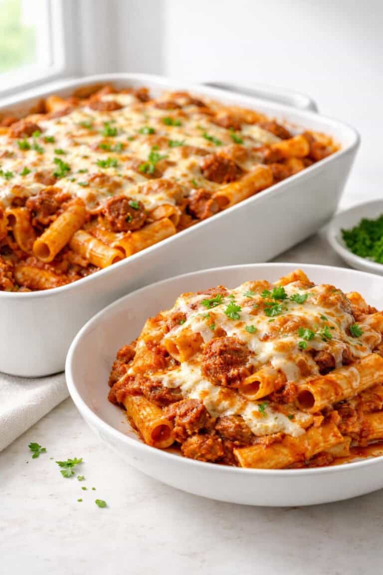 Cheesy Baked Ziti with Italian Sausage