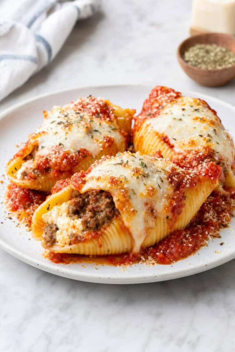 Cheesy Beef Stuffed Pasta Shells