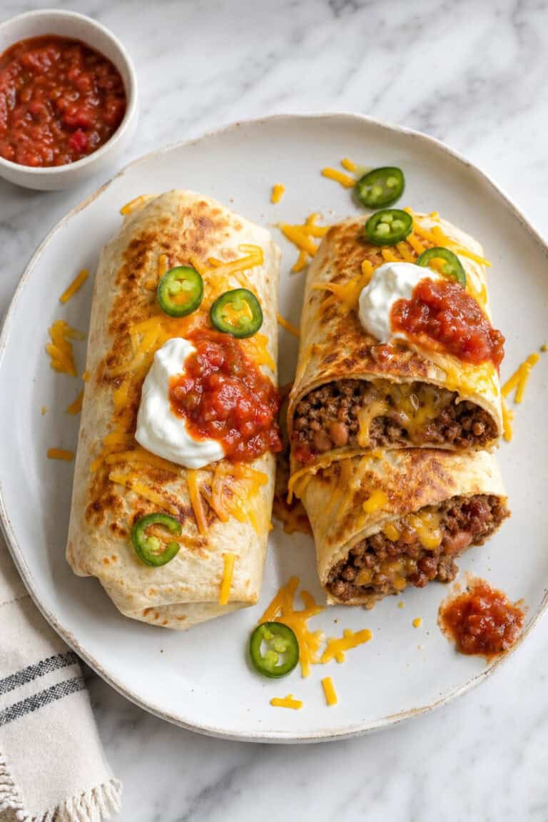 Cheesy Beef and Bean Burritos