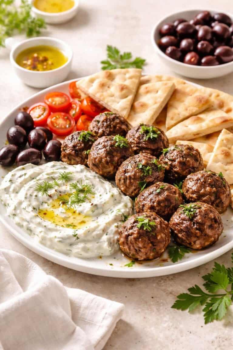 Greek Beef Meatballs with Tzatziki